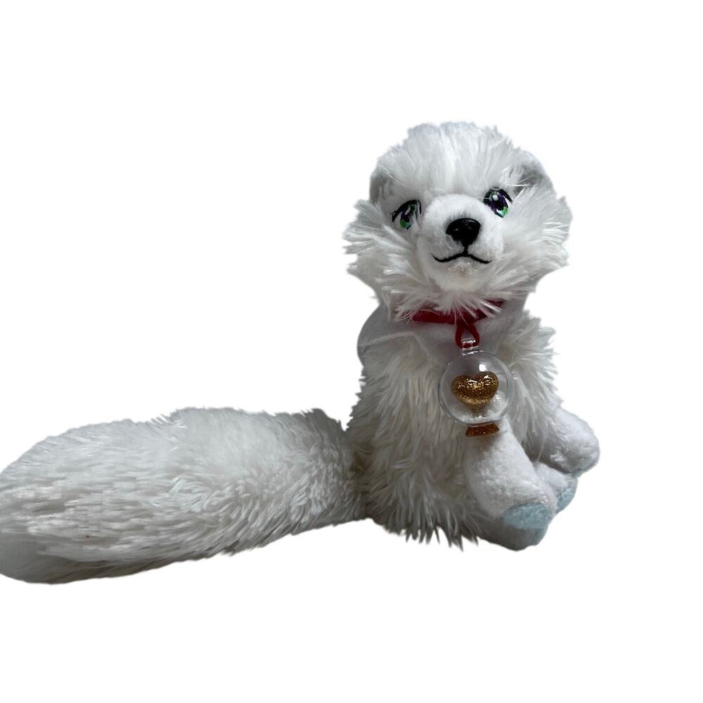 Elf on the shelf ELF PETS Artic Fox 8" white plush toy animal gold necklace